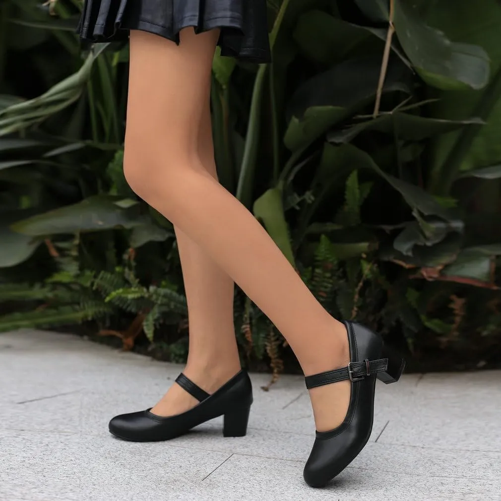 DINTAHA Womens Chunky Low Heel Mary Jane Shoes Vintage Heels Retro Dress Shoes