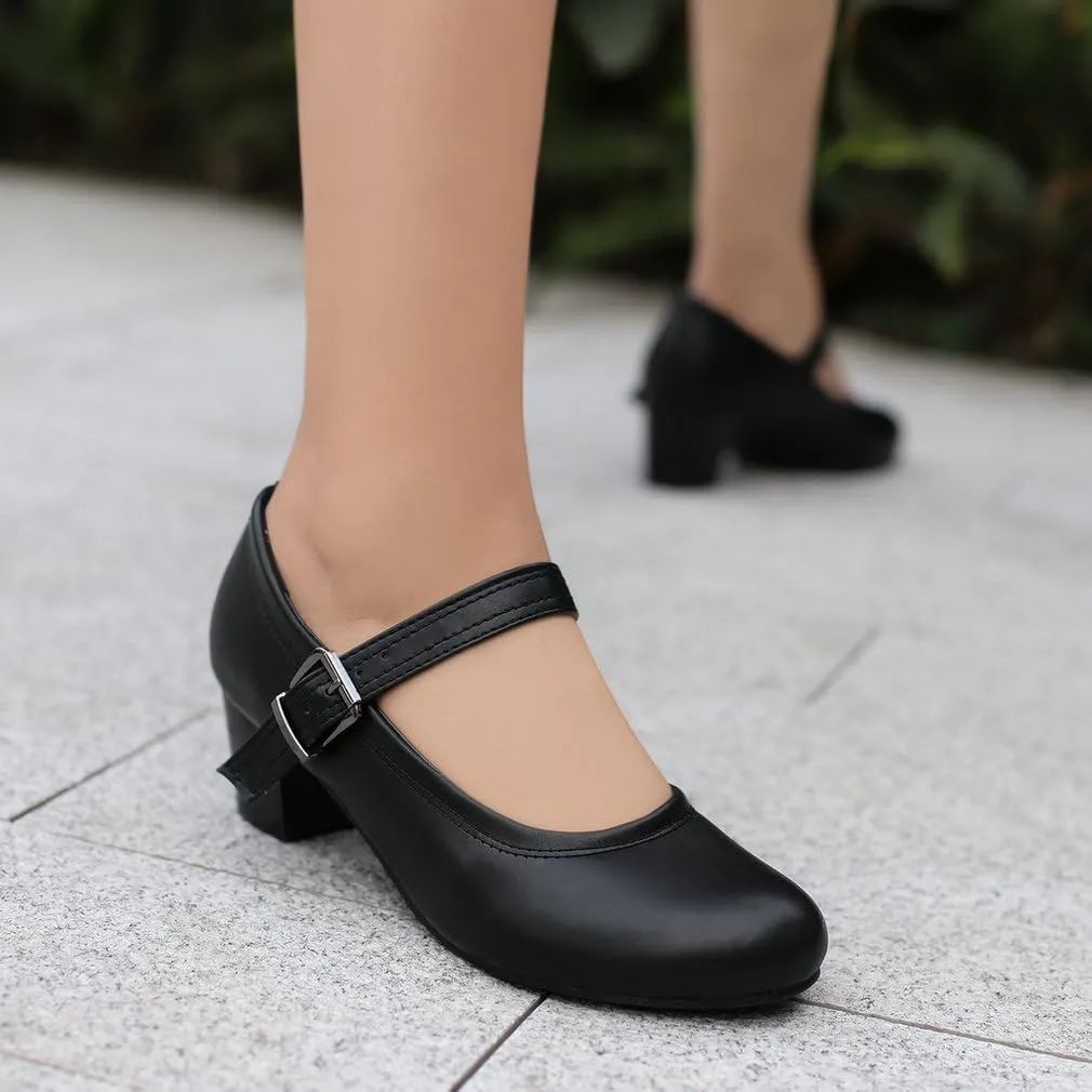 DINTAHA Womens Chunky Low Heel Mary Jane Shoes Vintage Heels Retro Dress Shoes