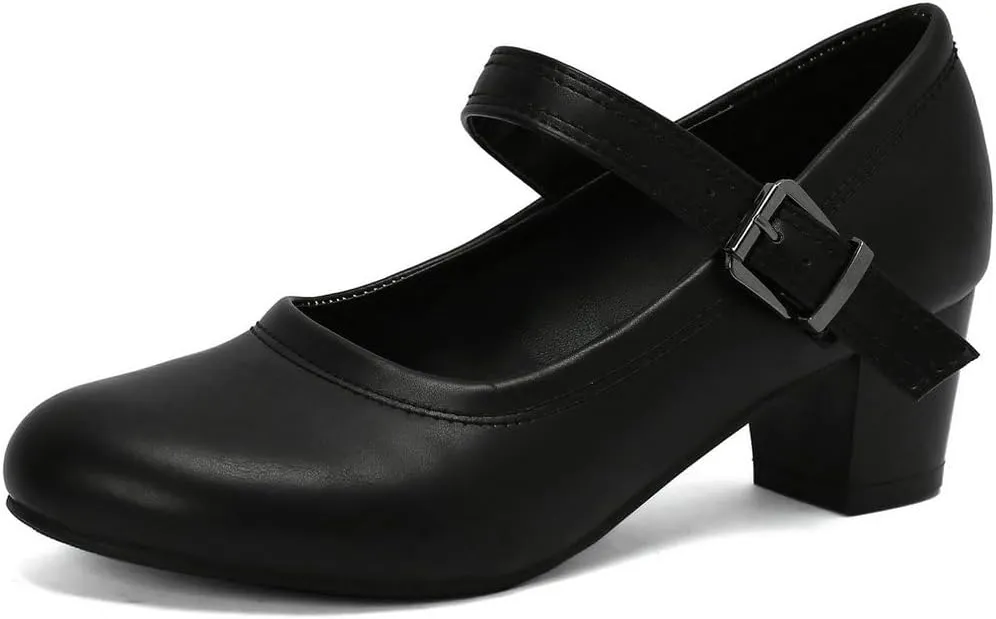DINTAHA Womens Chunky Low Heel Mary Jane Shoes Vintage Heels Retro Dress Shoes