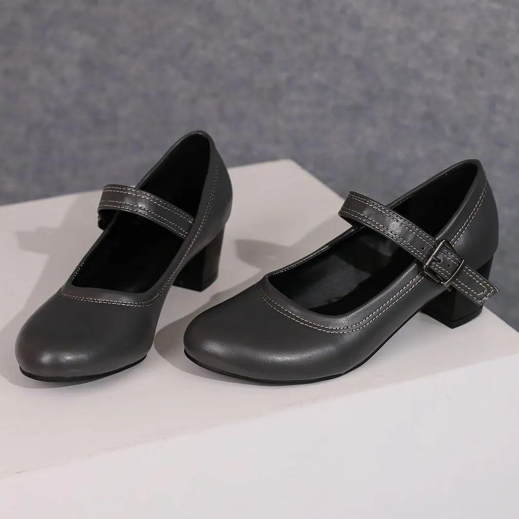 DINTAHA Womens Chunky Low Heel Mary Jane Shoes Vintage Heels Retro Dress Shoes