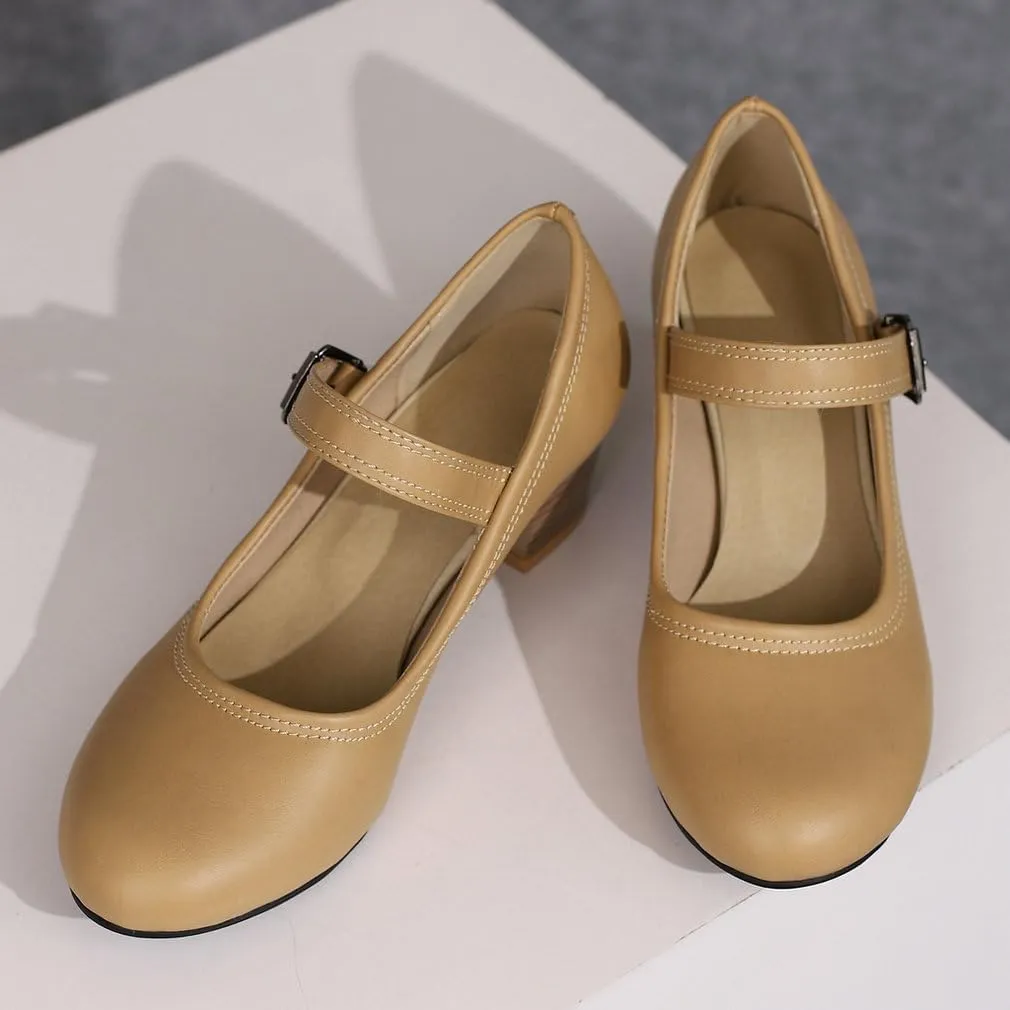 DINTAHA Womens Chunky Low Heel Mary Jane Shoes Vintage Heels Retro Dress Shoes