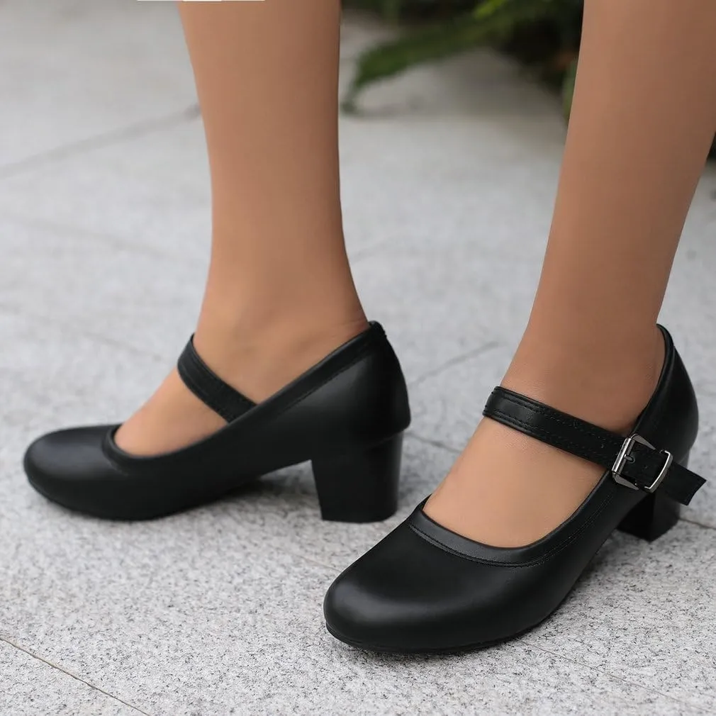 DINTAHA Womens Chunky Low Heel Mary Jane Shoes Vintage Heels Retro Dress Shoes