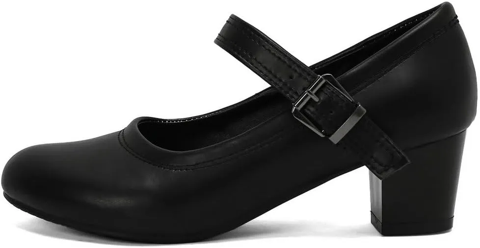 DINTAHA Womens Chunky Low Heel Mary Jane Shoes Vintage Heels Retro Dress Shoes