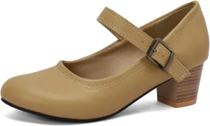 DINTAHA Womens Chunky Low Heel Mary Jane Shoes Vintage Heels Retro Dress Shoes
