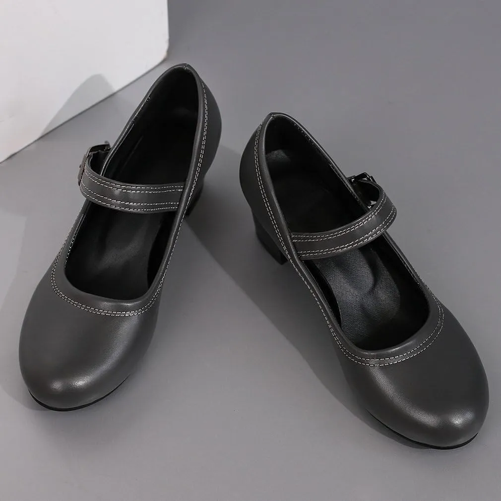 DINTAHA Womens Chunky Low Heel Mary Jane Shoes Vintage Heels Retro Dress Shoes