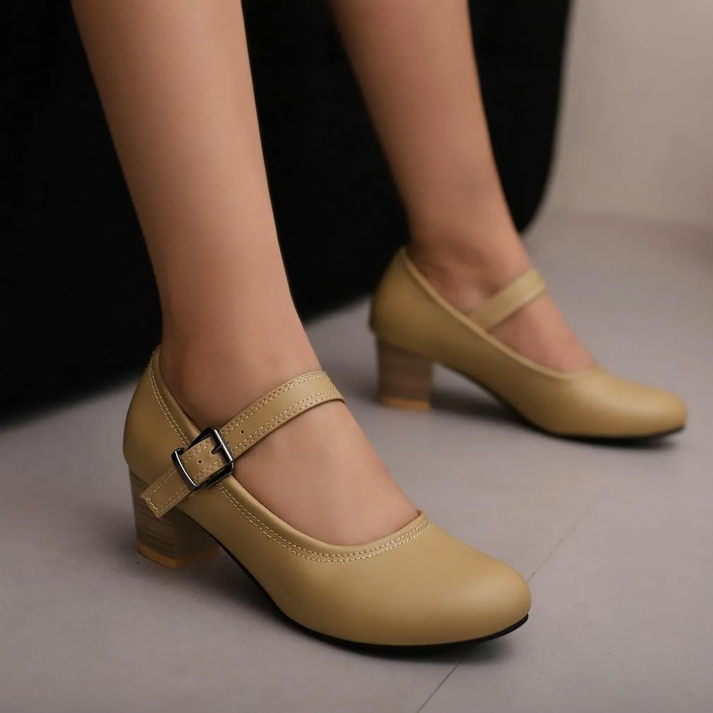 DINTAHA Womens Chunky Low Heel Mary Jane Shoes Vintage Heels Retro Dress Shoes