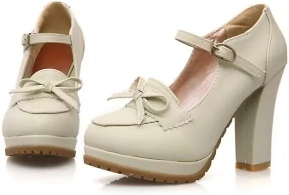 Elbslutt Women's Platform Loafer Oxford Heels Block Chunky High Heel Penny Loafers Pumps Ankle Strap Closed Toe Slip On Lolita Cosplay Summer Casual Office Dress Shoes