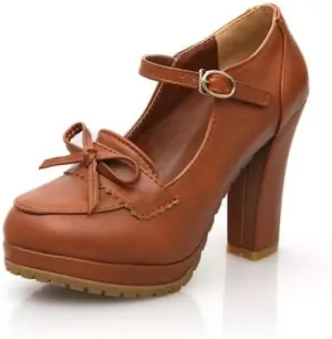 Elbslutt Women's Platform Loafer Oxford Heels Block Chunky High Heel Penny Loafers Pumps Ankle Strap Closed Toe Slip On Lolita Cosplay Summer Casual Office Dress Shoes