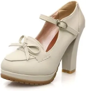 Elbslutt Women's Platform Loafer Oxford Heels Block Chunky High Heel Penny Loafers Pumps Ankle Strap Closed Toe Slip On Lolita Cosplay Summer Casual Office Dress Shoes