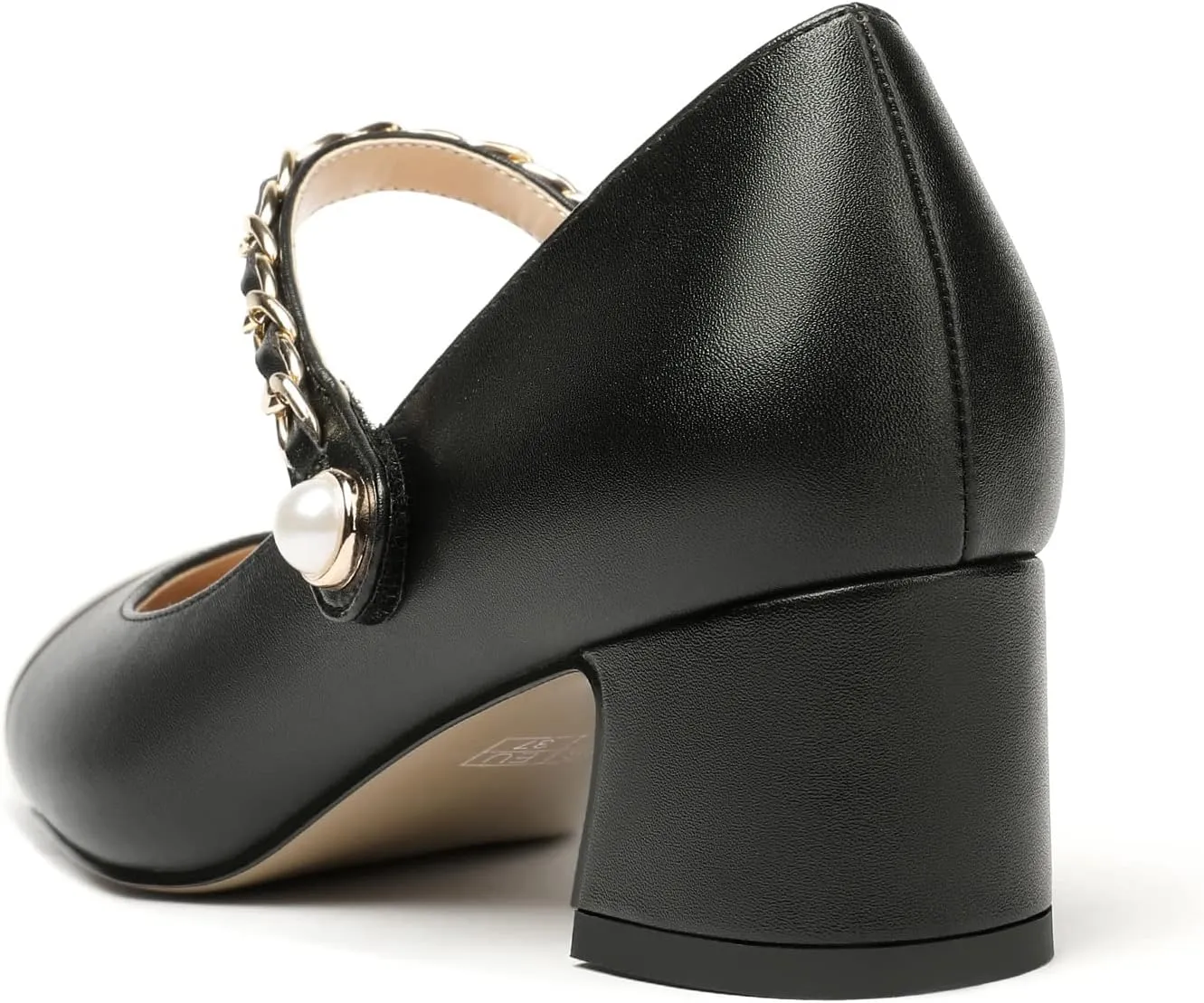 Eldof Women's Block Heeled Mary Janes Heels Square Cap Toe Low Chunky Heeled Pumps Office Wedding Dress Shoes 2 Inches