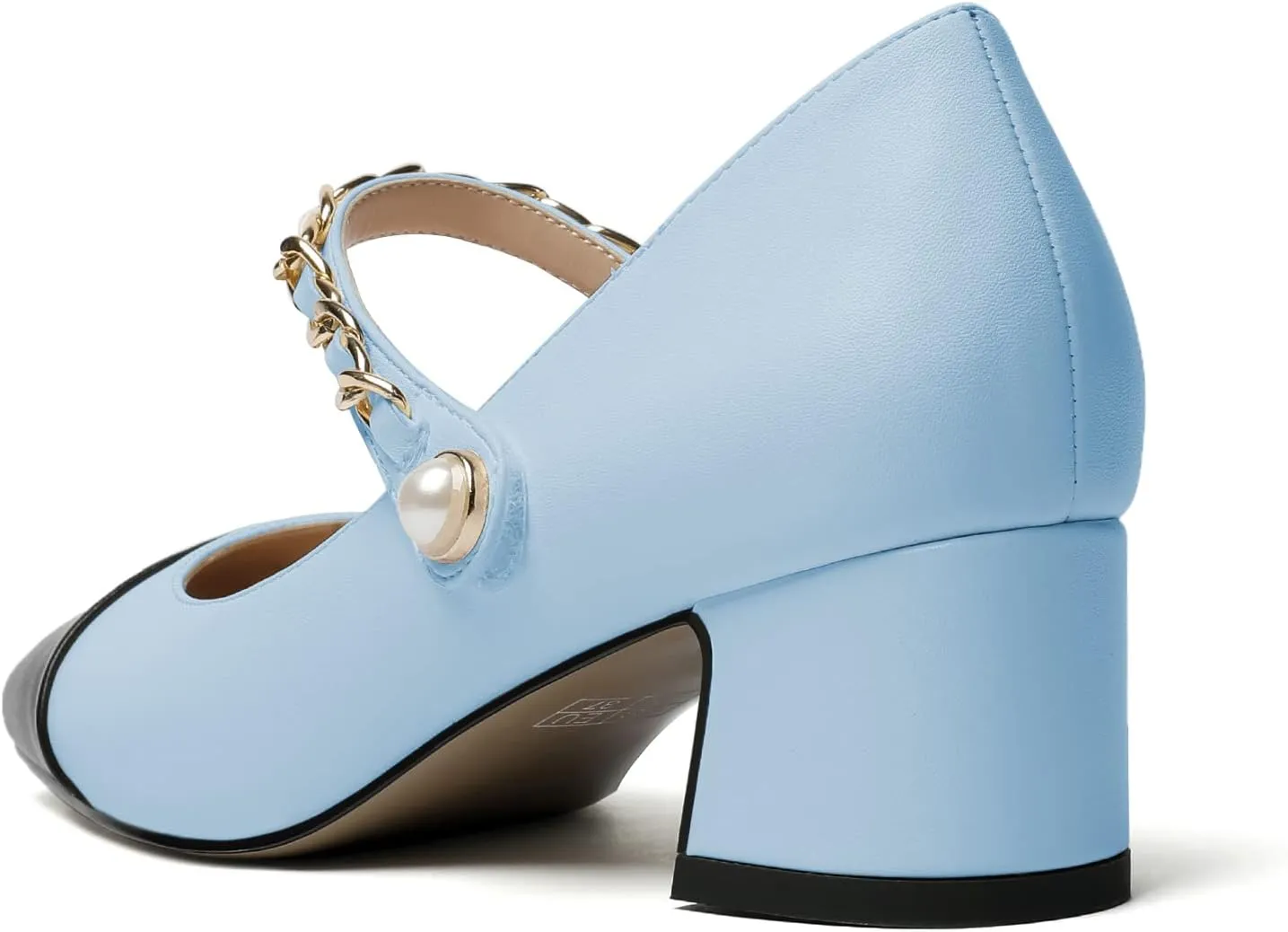 Eldof Women's Block Heeled Mary Janes Heels Square Cap Toe Low Chunky Heeled Pumps Office Wedding Dress Shoes 2 Inches