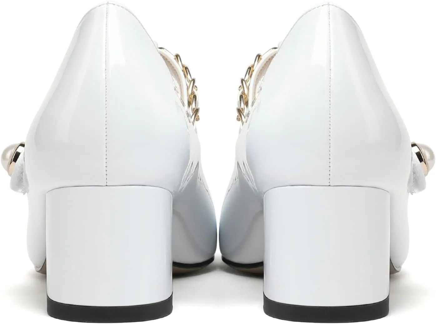 Eldof Women's Block Heeled Mary Janes Heels Square Cap Toe Low Chunky Heeled Pumps Office Wedding Dress Shoes 2 Inches