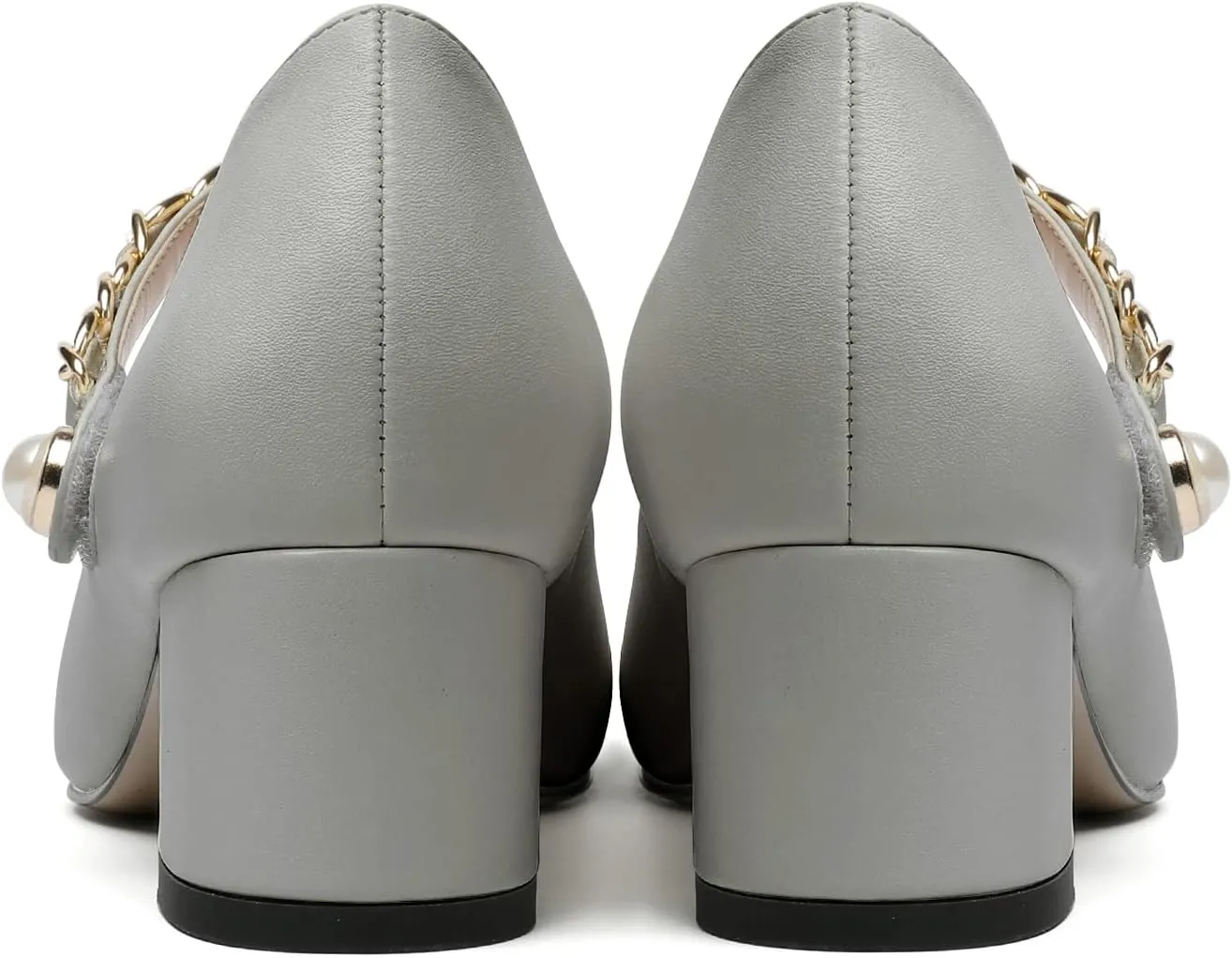 Eldof Women's Block Heeled Mary Janes Heels Square Cap Toe Low Chunky Heeled Pumps Office Wedding Dress Shoes 2 Inches