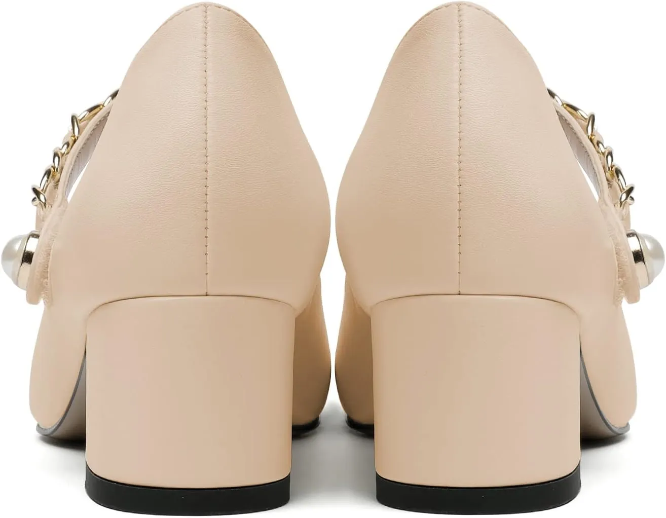 Eldof Women's Block Heeled Mary Janes Heels Square Cap Toe Low Chunky Heeled Pumps Office Wedding Dress Shoes 2 Inches