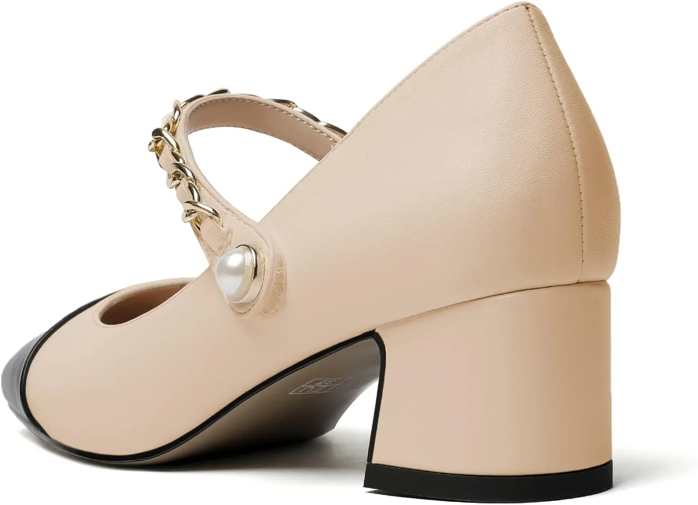 Eldof Women's Block Heeled Mary Janes Heels Square Cap Toe Low Chunky Heeled Pumps Office Wedding Dress Shoes 2 Inches