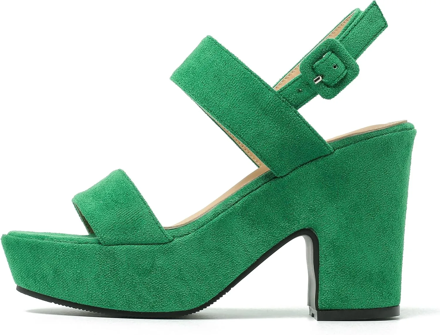 Enelauge Women's Platform Heels Sandals Block Chunky High Heeled Suede Wedges Sandal Open toe Ankle Strap Wedding Party Dress Pumps