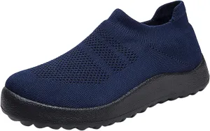 Fashion Spring and Summer Women Sports Shoes Flat Bottom Lightweight Slip On Fly Woven Mesh All Terrain Shoes
