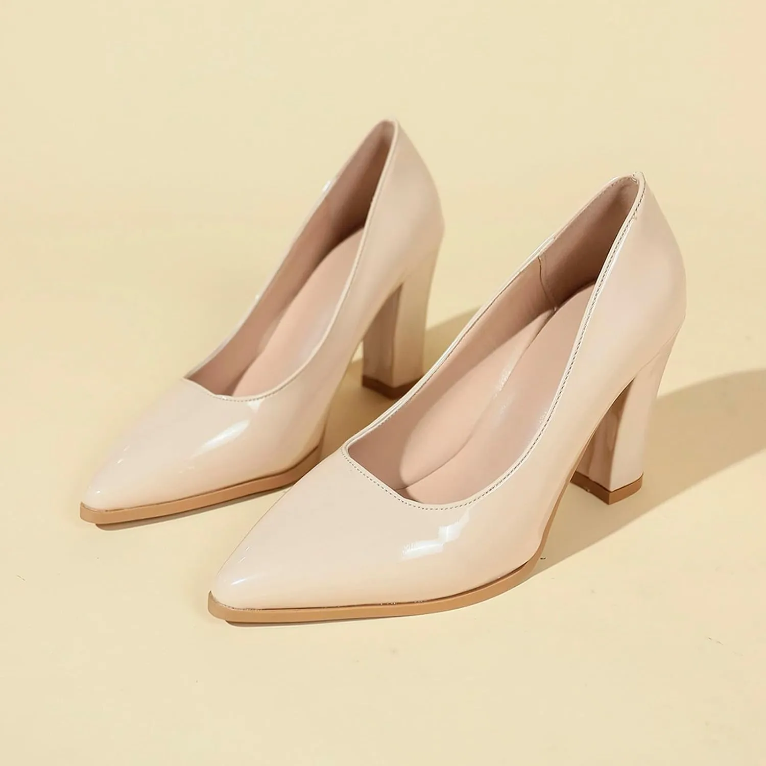Heeled Mary Janes for Women Pointed Toe Office Shoe Closed Toe Block Heels Dress Shoes Elegant Work Shoes Loafers