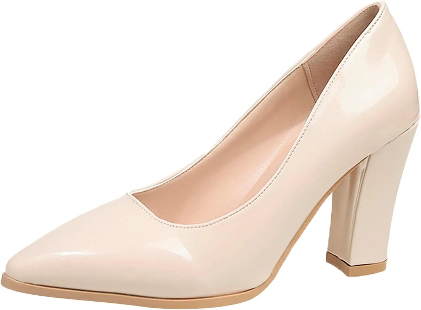 Heeled Mary Janes for Women Pointed Toe Office Shoe Closed Toe Block Heels Dress Shoes Elegant Work Shoes Loafers