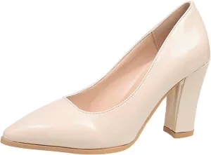 Heeled Mary Janes for Women Pointed Toe Office Shoe Closed Toe Block Heels Dress Shoes Elegant Work Shoes Loafers