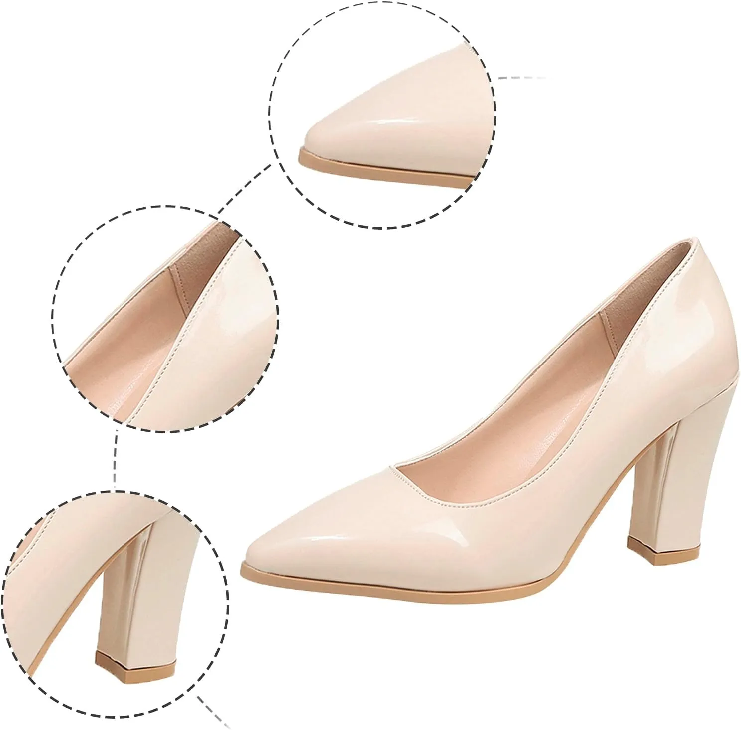 Heeled Mary Janes for Women Pointed Toe Office Shoe Closed Toe Block Heels Dress Shoes Elegant Work Shoes Loafers