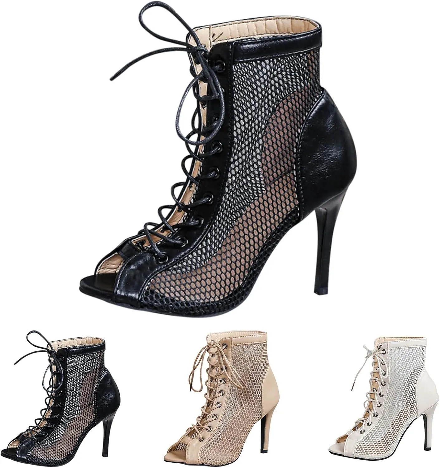 High Heels for Women Sexy Strappy Heels Classic Sandals Summer Shoes Breathable Mesh Sandals Open Toe Stiletto Heels