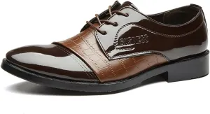 HINDOLA Men's Dress Shoes Leather Mens Oxfords Business Wingtip Formal Oxford Retro Derby Dress Shoes for Men