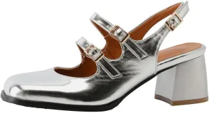 KOKOMOMO Chunky Patent Mary Jane Heels Goth Buckle Dress Shoes Square Toe Block Heel Pumps