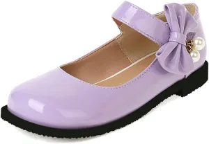 KOKOMOMO Womens Patent Leather Ballet Flats with Ankle Strap Bow Mary Janes