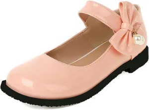 KOKOMOMO Womens Patent Leather Ballet Flats with Ankle Strap Bow Mary Janes