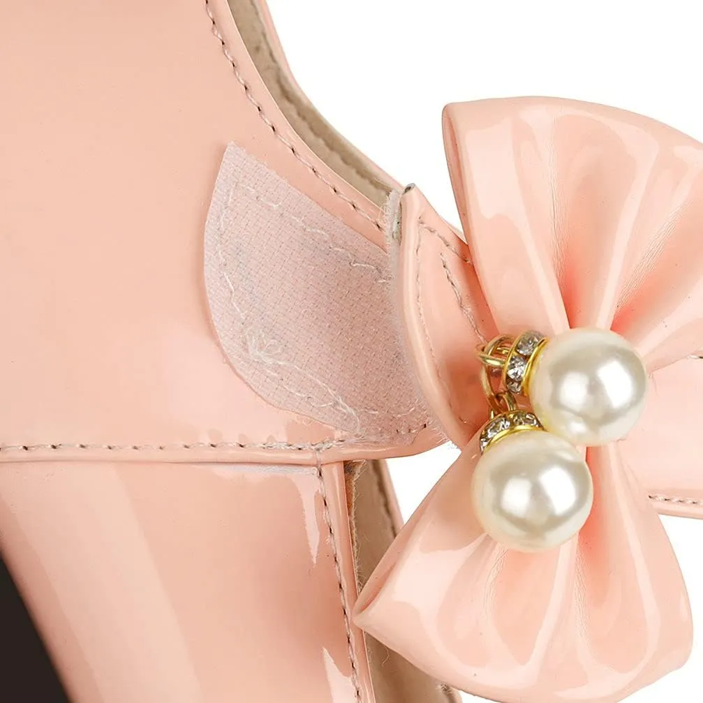KOKOMOMO Womens Patent Leather Ballet Flats with Ankle Strap Bow Mary Janes