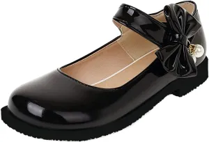 KOKOMOMO Womens Patent Leather Ballet Flats with Ankle Strap Bow Mary Janes