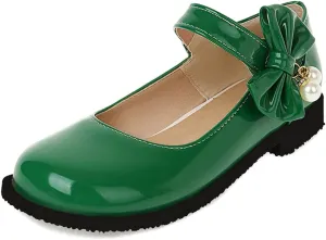 KOKOMOMO Womens Patent Leather Ballet Flats with Ankle Strap Bow Mary Janes