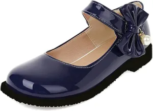 KOKOMOMO Womens Patent Leather Ballet Flats with Ankle Strap Bow Mary Janes