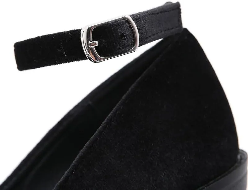 KOKOMOMO Womens Round Toe Platform Ankle Strap Pumps Chunky High Heels Goth Shoes