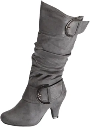Ladmiple Cowgirl Boots Women Wide Calf Knee High Cowboy Boots Mid Heel Retro Fashion Tall Boot Pull On for Ladies