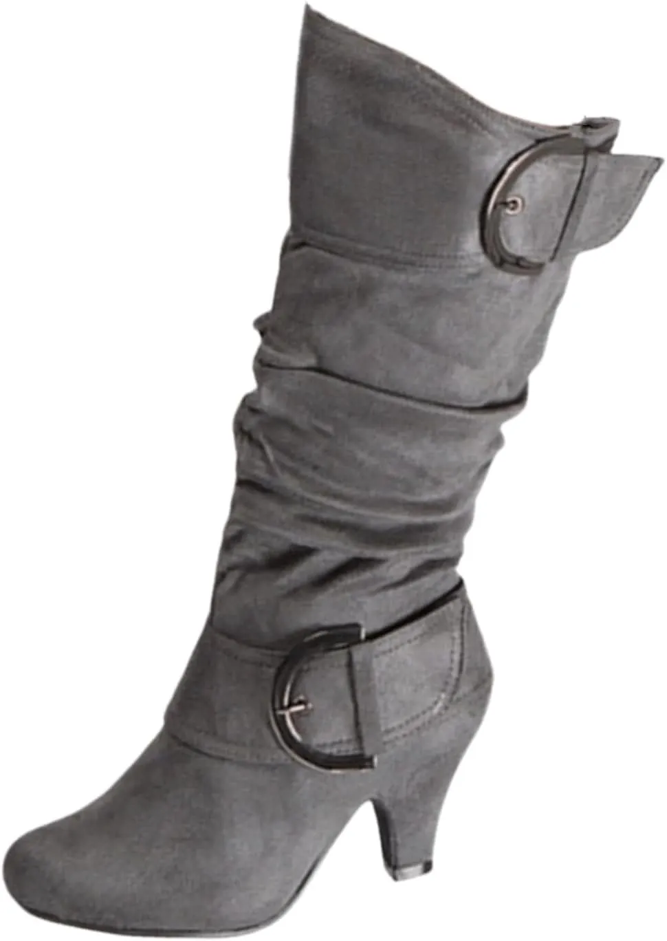 Ladmiple Cowgirl Boots Women Wide Calf Knee High Cowboy Boots Mid Heel Retro Fashion Tall Boot Pull On for Ladies