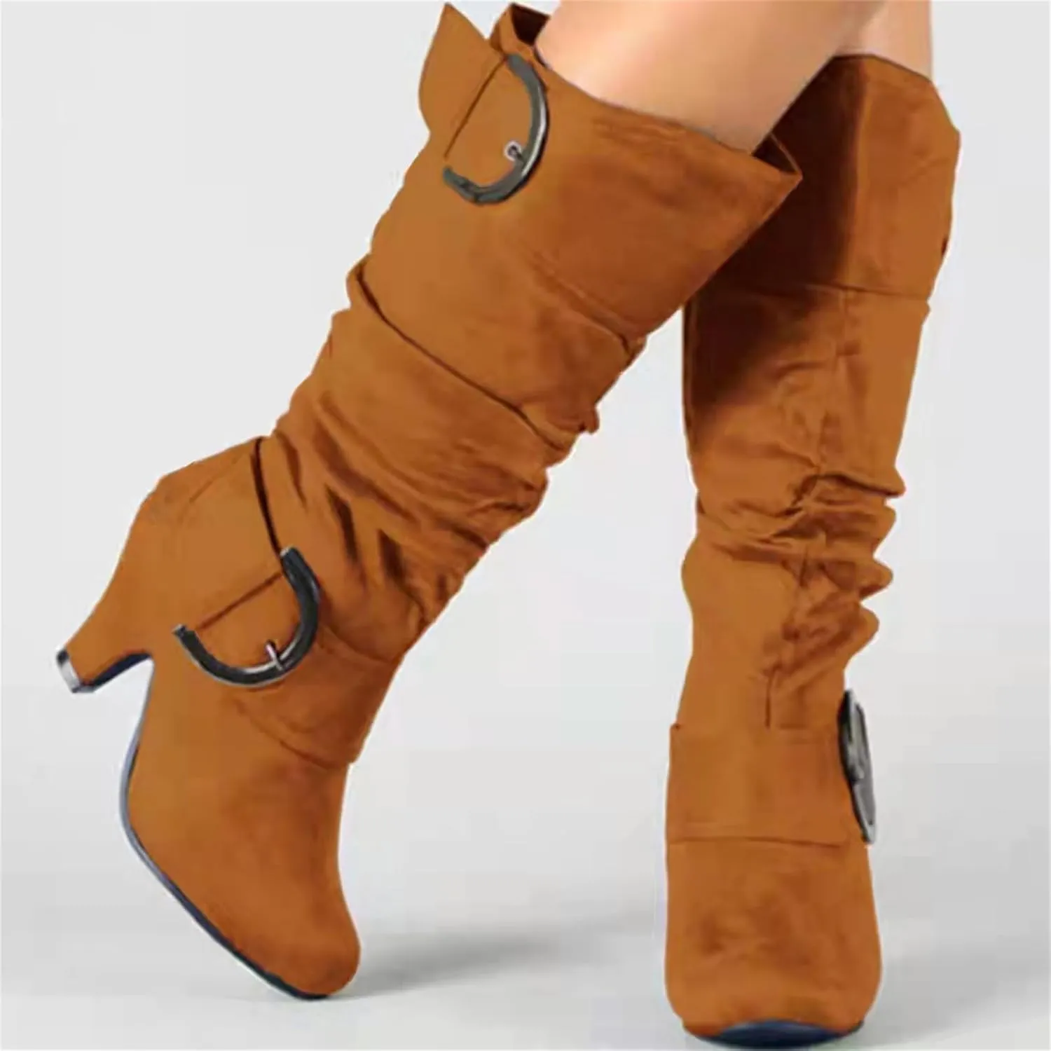 Ladmiple Fall Boots Women Knee High Wide Calf Vintage Victorian Boots 70s Lace up Mid Heel Cone Heel Western Boots 2024