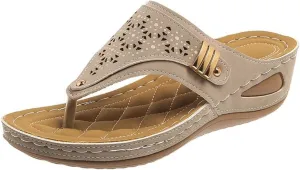 Ladmiple Sandals Women Dressy Summer Flat Cute Casual Beach Shoes Orthopedic Arch Support Thong Flip Flops Orthotic Slides