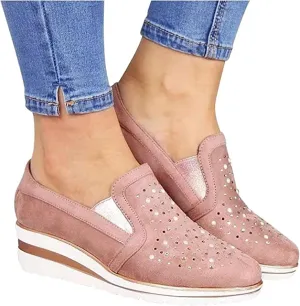 Ladmiple Shoes For Women Sneakers Trendy Lace ups Casual Walking Shoes Summer Fashion Slip On Platform Flats Loafers