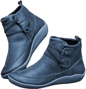 Lausiuoe Ankle Boots For Women No Heel Casual Dressy Elastic Booties Ladies Flat Western Wide Width Fashion Boot Pull-On
