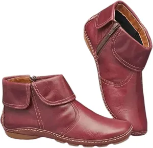Lausiuoe Boots For Women Ankle Booties Flat Comfort Classic Ankle Boots Western Casual Dressy Wide Width Boot Pull-On