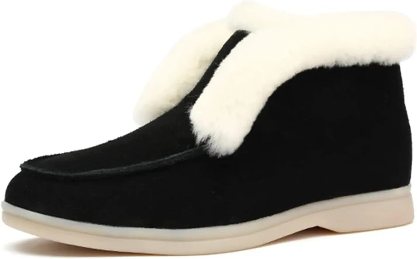 Lausiuoe Boots For Women Ankle Booties Winter Fluffy Fuzzy Soft Cozy Outdoor Fashion Casual Walking Shoes House Slipper