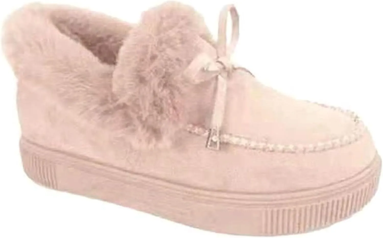 Lausiuoe Boots For Women Ankle Booties Winter Warm Snow Fuzzy Flat Loafers Cute Silp On Comfortable Casual Walking Shoes