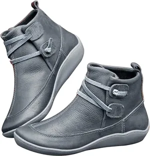 Lausiuoe Boots For Women Fashion Sexy Western Ankle Booties Casual Dressy Wide Width Comfortable Elegant Flat Shoes