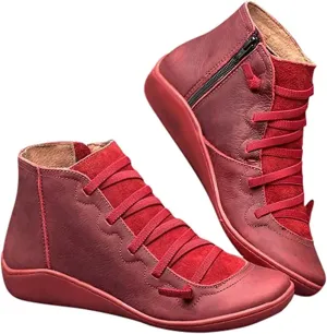 Lausiuoe Boots For Women Fashion Sexy Western Ankle Booties Casual Dressy Wide Width Comfortable Elegant Flat Shoes