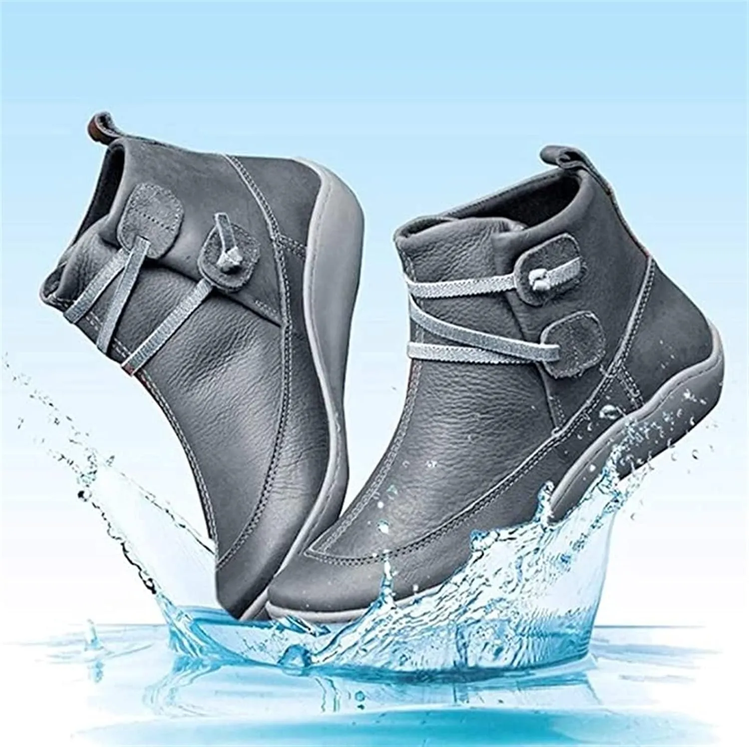 Lausiuoe Boots For Women Fashion Sexy Western Ankle Booties Casual Dressy Wide Width Comfortable Elegant Flat Shoes