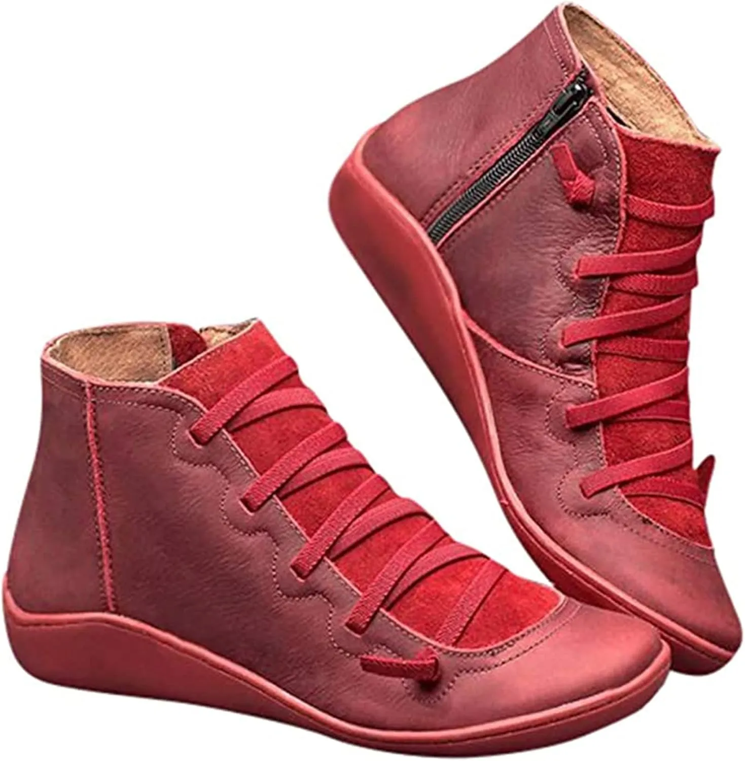 Lausiuoe Boots For Women Fashion Sexy Western Ankle Booties Casual Dressy Wide Width Comfortable Elegant Flat Shoes