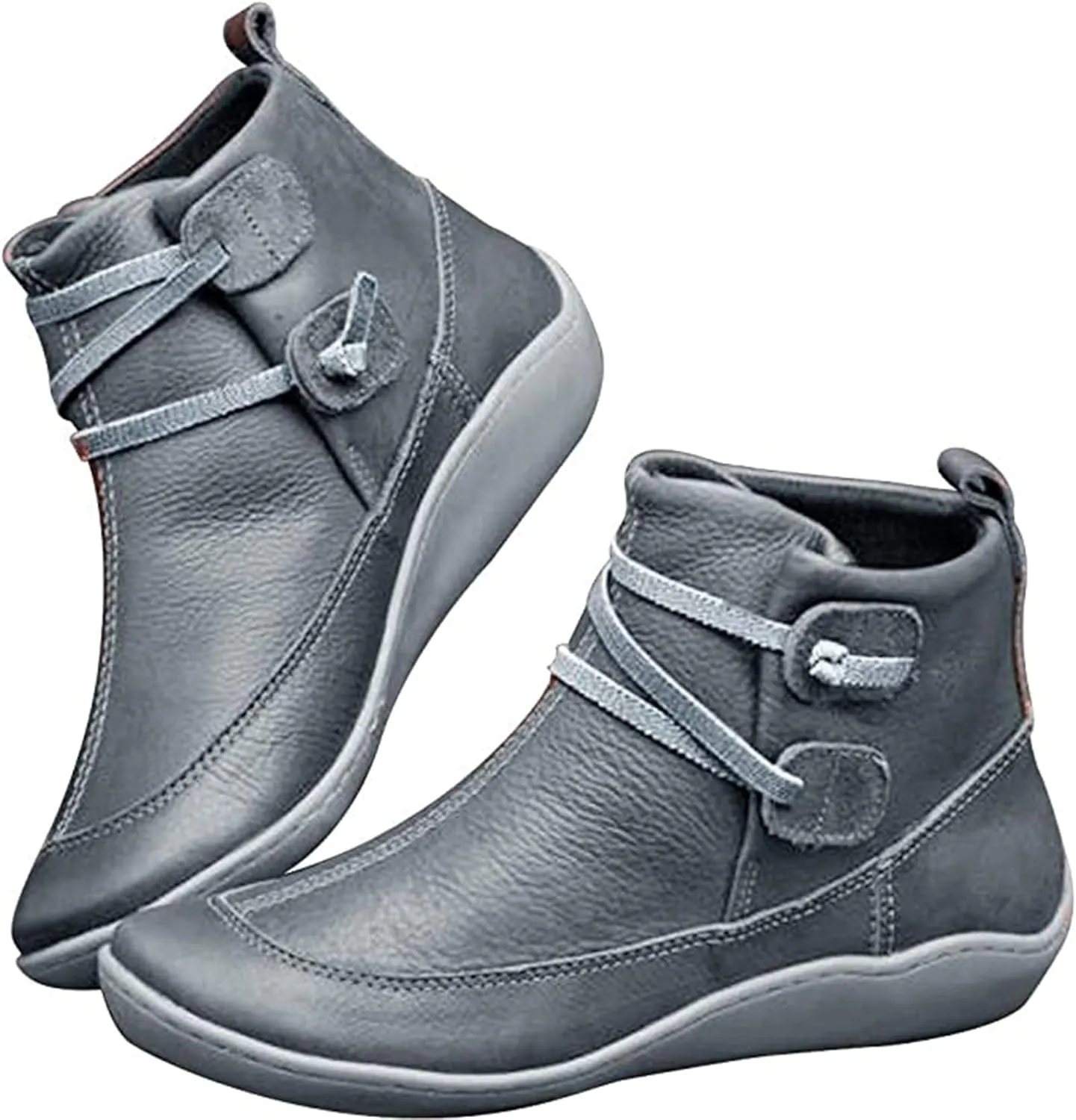 Lausiuoe Boots For Women Fashion Sexy Western Ankle Booties Casual Dressy Wide Width Comfortable Elegant Flat Shoes