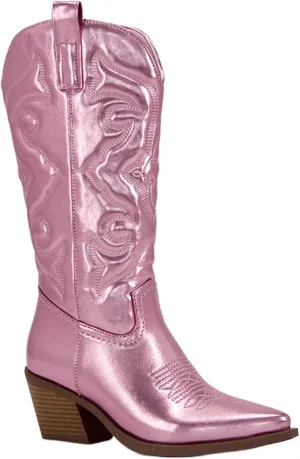 Lausiuoe Cowboy Boots For Women Mid Calf Cowgirl Western Boots Embroidery Low Heel Knee High Fashion Chunky Booties